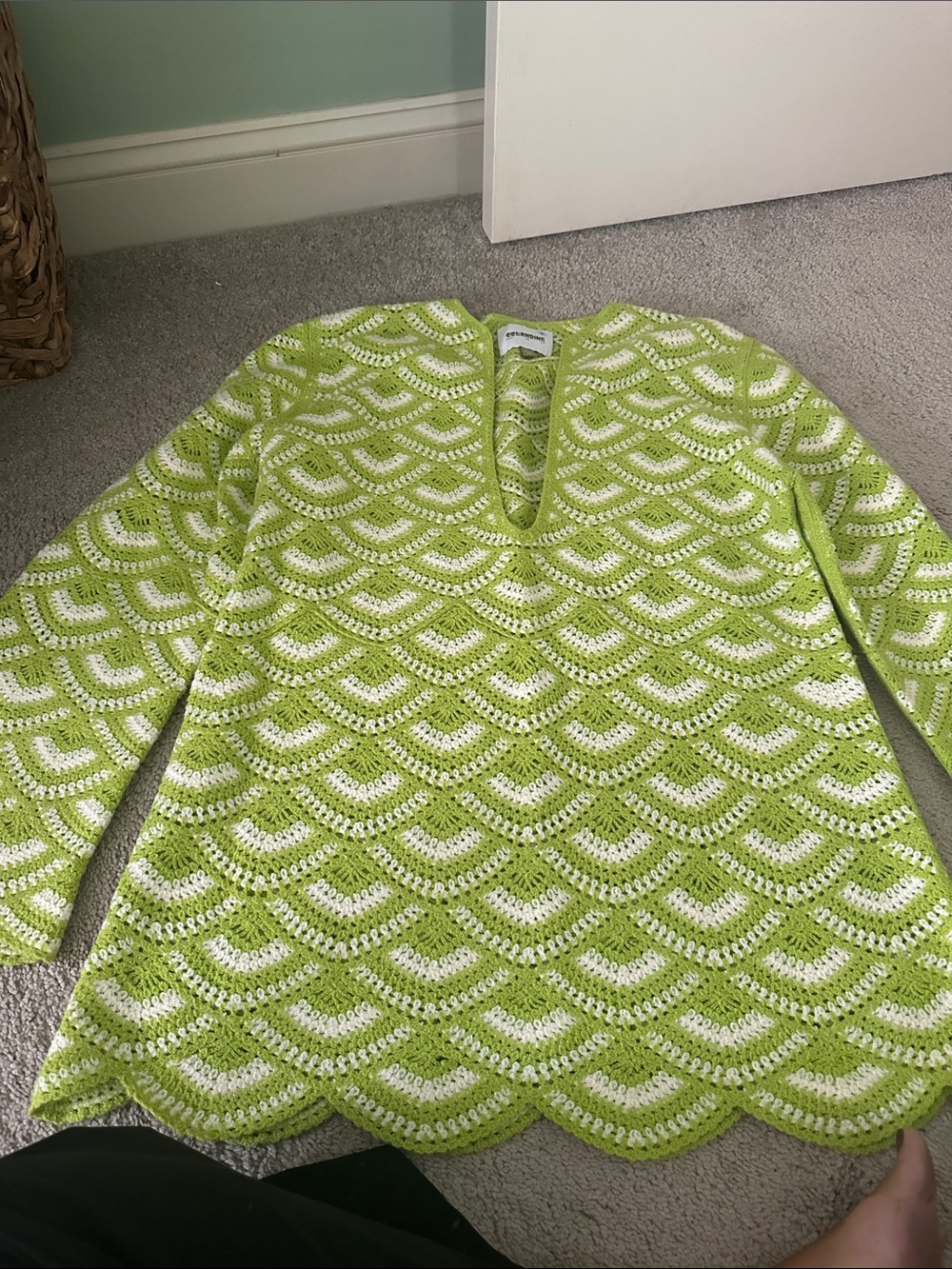 Lime Green Crochet Swim Cover-Up Tunic by